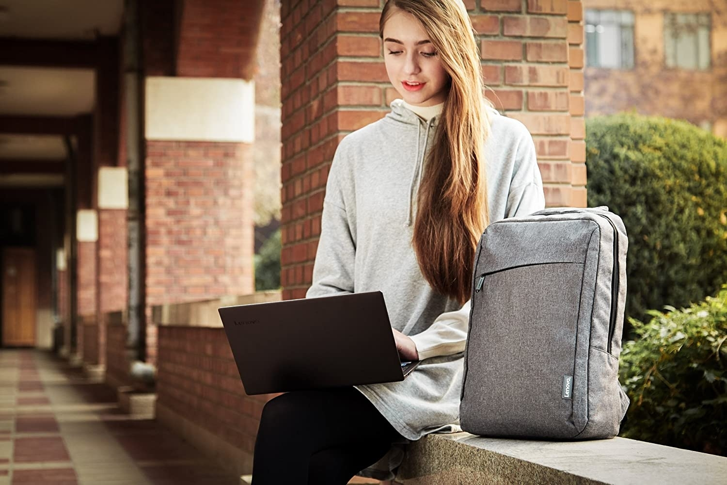 Lenovo B210 Αδιάβροχη Τσάντα Πλάτης για Laptop 15.6" σε Γκρι χρώμα - Image 8