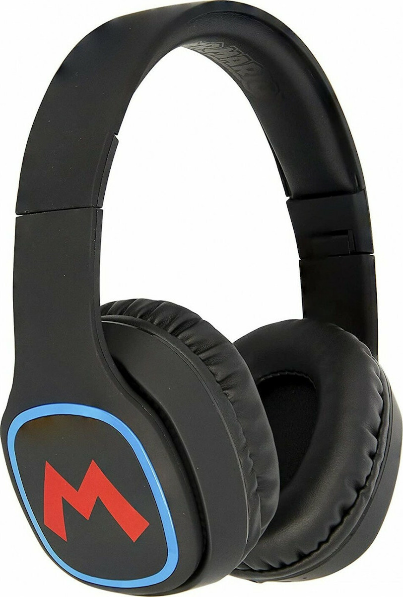 OTL Super Mario Icon Ασύρματα / Ενσύρματα Παιδικά Over Ear Ακουστικά με 30 ώρες Λειτουργίας Μαύρα
