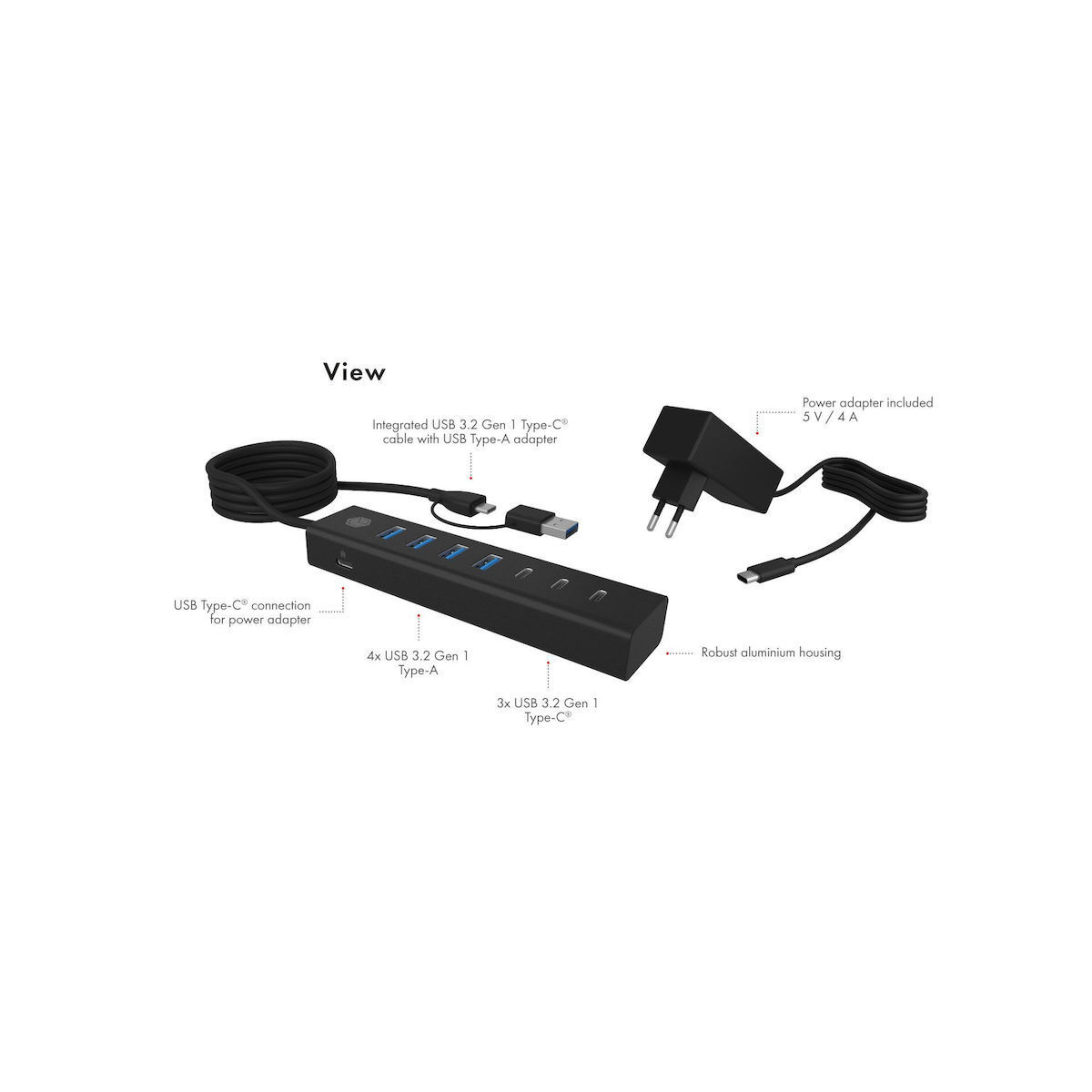 Icy Box USB 3.2 Hub 7 Θυρών με σύνδεση USB-A / USB-C - Image 7