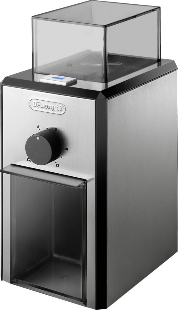 De'Longhi Ηλεκτρικός Μύλος Καφέ 110W με Χωρητικότητα 120gr και 16 Επίπεδα Άλεσης Ασημί