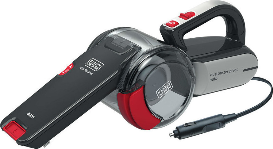 Black & Decker Σκουπάκι Αυτοκινήτου Στερεών με Ισχύ 12.5W & Καλώδιο Αναπτήρα 12V Μαύρο Κόκκινο