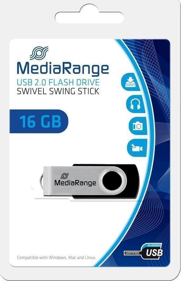 MediaRange 16GB USB 2.0 Ασημί - Image 5