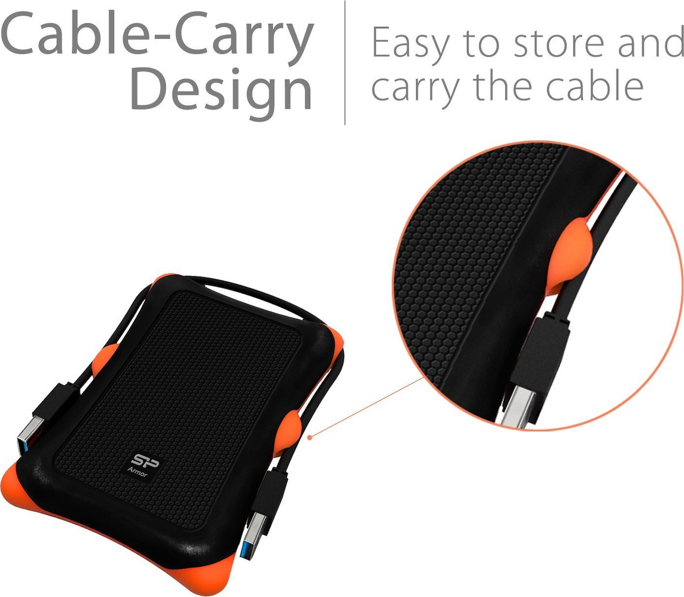 Silicon Power Armor A30 USB 3.0 Εξωτερικός HDD 1TB 2.5" Μαύρο/Πορτοκαλί - Image 4