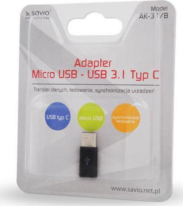 Savio micro USB female σε USB-C male 1τμχ (AK-31/B)