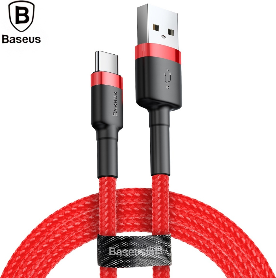 Baseus Cafule Braided USB 2.0 Cable USB-C male - USB-A Κόκκινο 3m (CATKLF-U09)