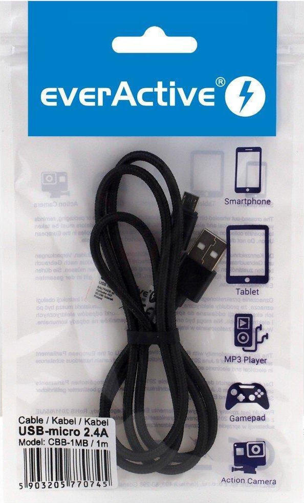 everActive Regular USB 2.0 to micro USB Cable Μαύρο 1m (CBB-1MB)