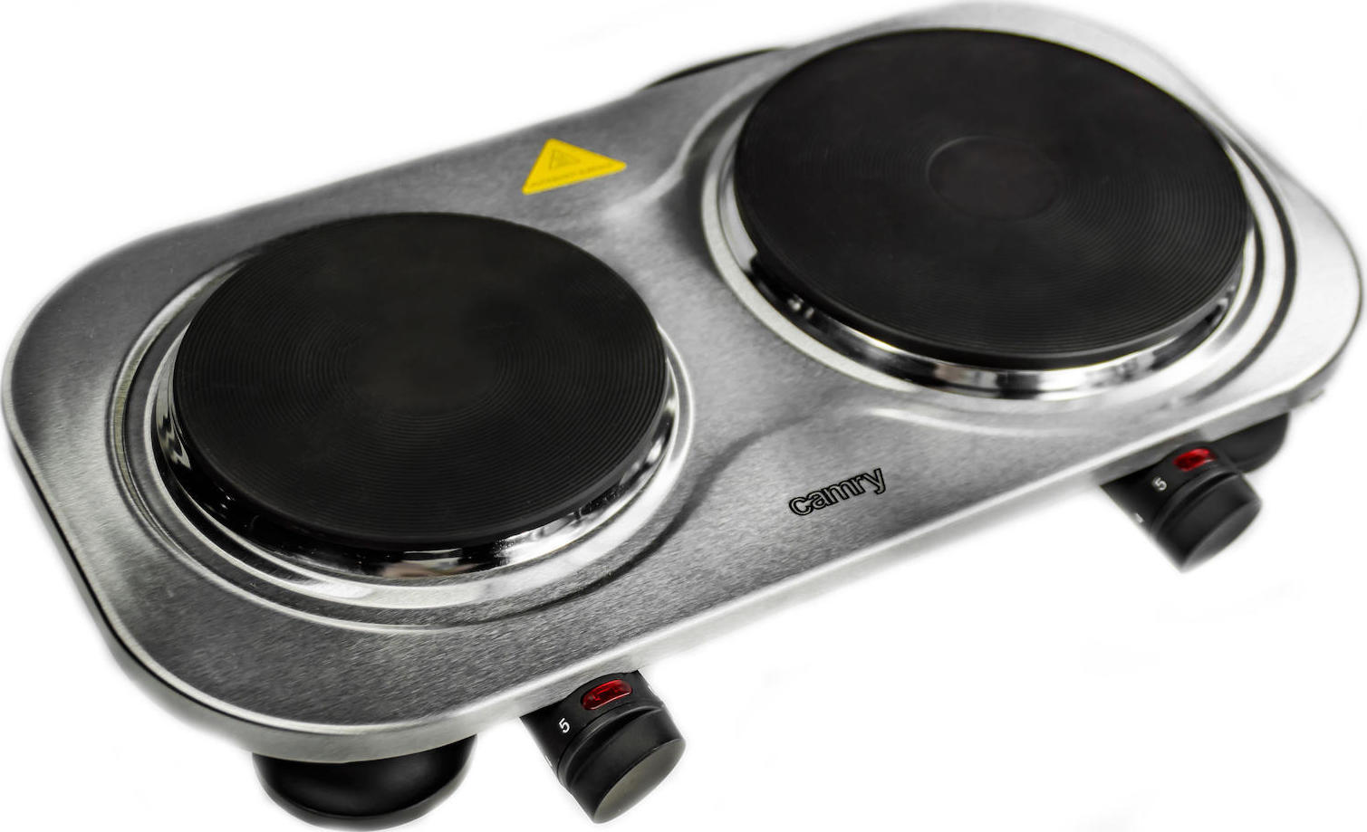 Camry Επιτραπέζια Εστία Εμαγιέ Διπλή Inox