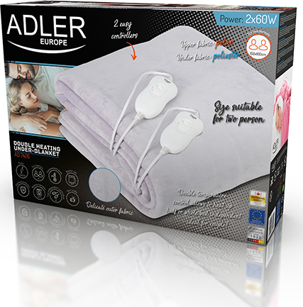 Adler AD 7426 AD 7426 Διπλό Ηλεκτρικό Υπόστρωμα Πλενόμενο Γκρι 60W 150x160εκ. - Image 5