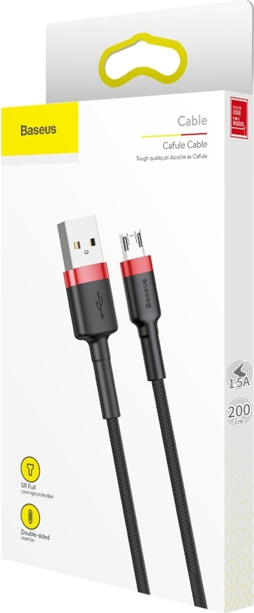 Baseus Cafule Braided USB 2.0 to micro USB Cable Μαύρο/Κόκκινο 2m (CAMKLF-C91) - Image 12