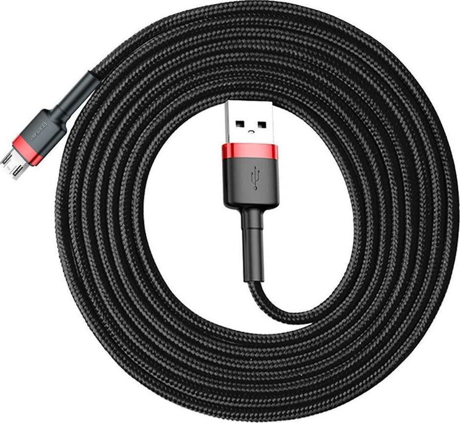 Baseus Cafule Braided USB 2.0 to micro USB Cable Μαύρο/Κόκκινο 2m (CAMKLF-C91) - Image 3