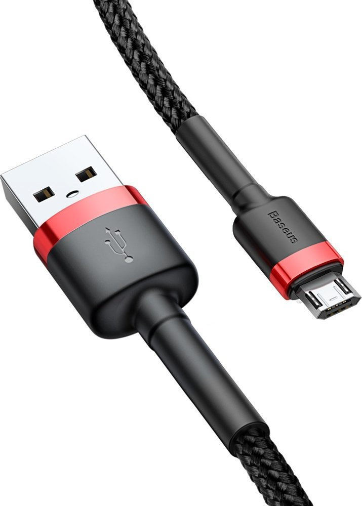 Baseus Cafule Braided USB 2.0 to micro USB Cable Μαύρο/Κόκκινο 2m (CAMKLF-C91) - Image 2