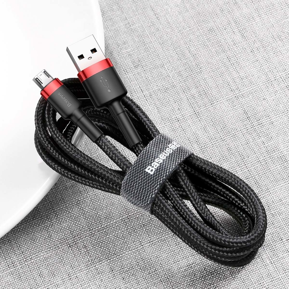 Baseus Cafule Braided USB 2.0 to micro USB Cable Μαύρο/Κόκκινο 2m (CAMKLF-C91) - Image 8