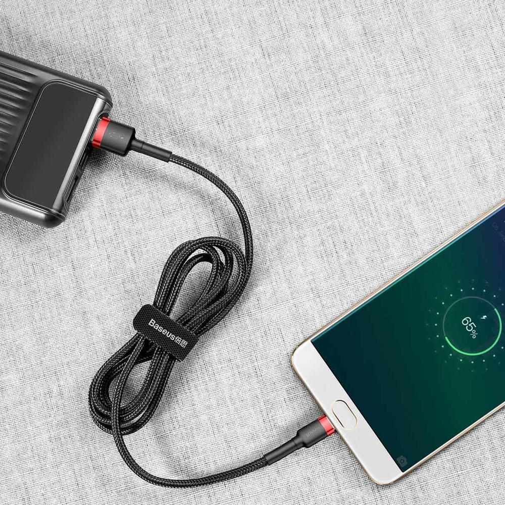 Baseus Cafule Braided USB 2.0 to micro USB Cable Μαύρο/Κόκκινο 2m (CAMKLF-C91) - Image 7