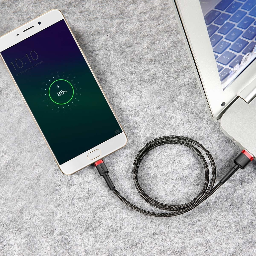 Baseus Cafule Braided USB 2.0 to micro USB Cable Μαύρο/Κόκκινο 2m (CAMKLF-C91) - Image 9