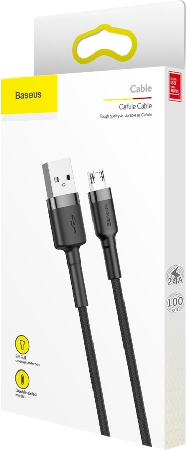 Baseus Cafule Braided USB 2.0 to micro USB Cable Γκρι 1m (CAMKLF-BG1) - Image 3