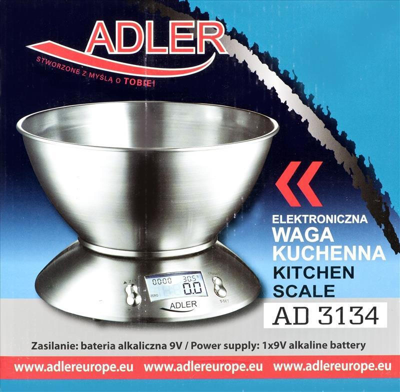 Adler AD-3134 Ψηφιακή Ζυγαριά Κουζίνας με Κάδο 1gr/5kg Inox - Image 5