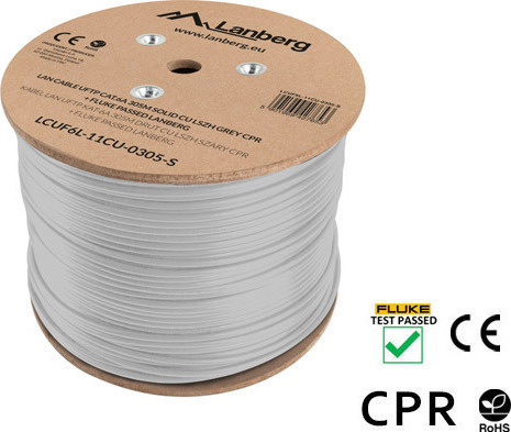 Lanberg U/FTP (STP) Cat.6 Καλώδιο Δικτύου Ethernet χωρίς ακροδέκτες 305m Γκρι - Image 2