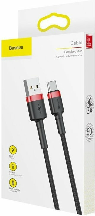 Baseus Cafule Braided USB 2.0 Cable USB-C male - USB-A Μαύρο 2m (CATKLF-C91) - Image 6