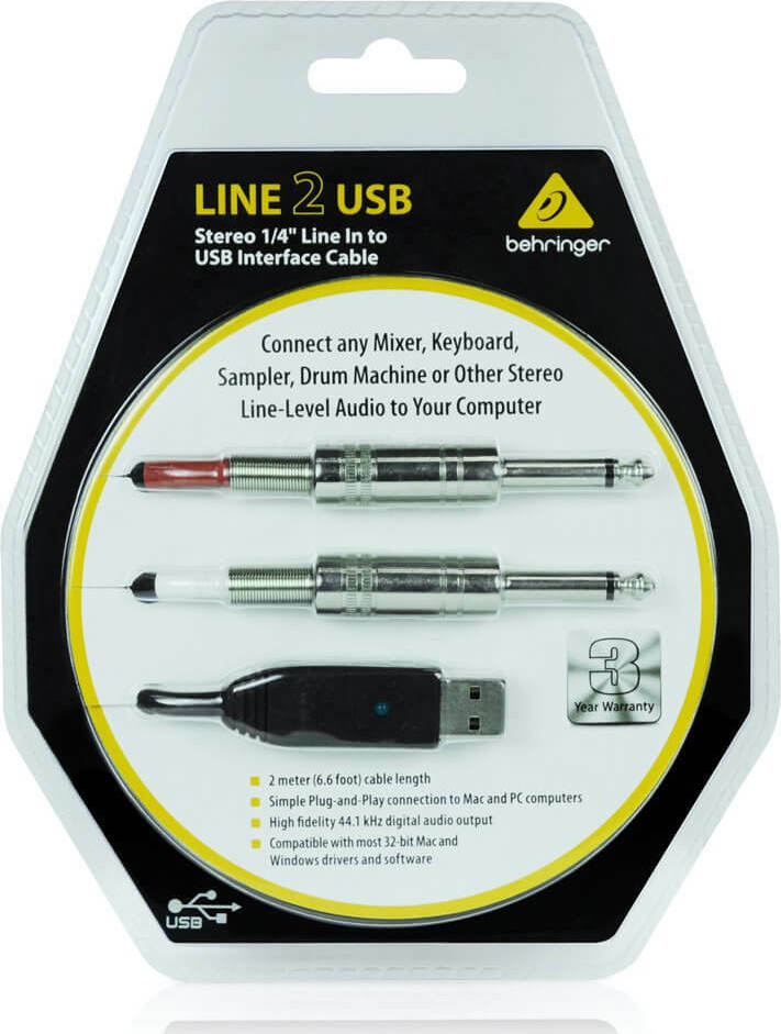 Behringer Καλώδιο Ήχου 6.35mm male - USB-A male 2m Μαύρο (E009975) - Image 2