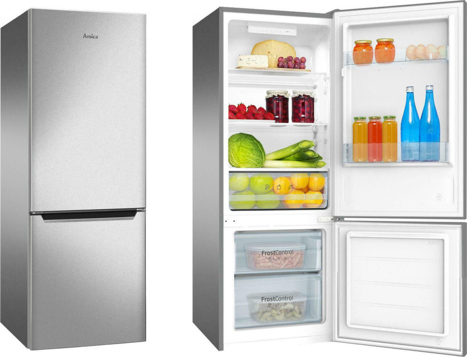 Amica Ψυγειοκαταψύκτης 205lt NoFrost Υ144xΠ54xΒ55εκ. Inox FK244.4X