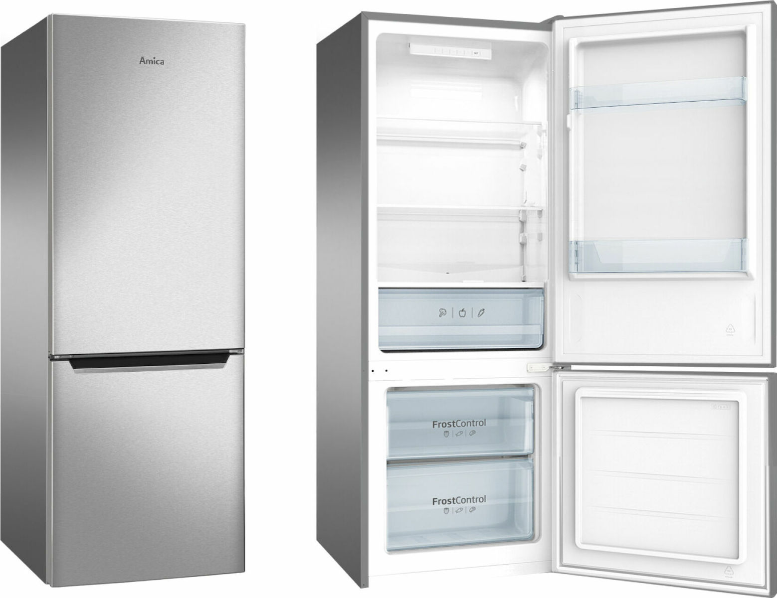 Amica Ψυγειοκαταψύκτης 205lt NoFrost Υ144xΠ54xΒ55εκ. Inox FK244.4X - Image 3