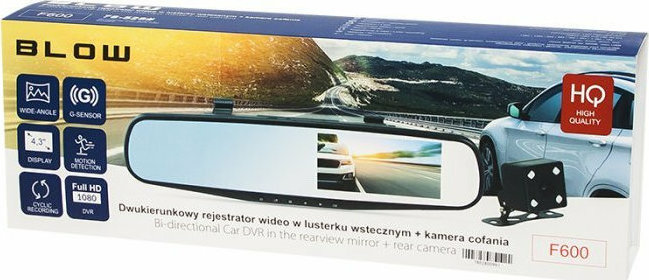 Blow F600 Σετ Καθρέπτης με Κάμερα DVR Αυτοκινήτου με Οθόνη 4.3" με Κλιπ & Κάμερα Οπισθοπορείας - Image 3