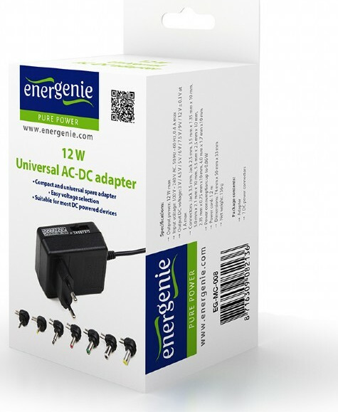 Energenie Universal Τροφοδοτικό 12V 1A 12W με σετ βυσμάτων (EG-MC-008) - Image 5