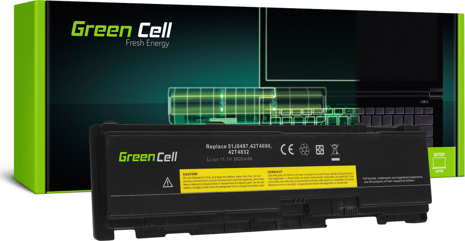 Green Cell Συμβατή Μπαταρία για Lenovo ThinkPad T400s/T410s/T410si με 3600mAh