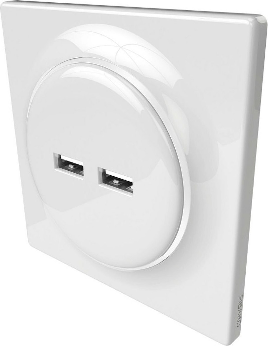 Fibaro Walli N Χωνευτή Πρίζα Ρεύματος με 2 Θύρες USB Λευκή