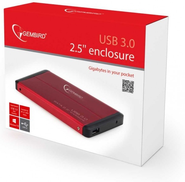 Gembird Θήκη για Σκληρό Δίσκο 2.5" SATA III με σύνδεση USB 3.0 σε Κόκκινο χρώμα EE2-U3S-2-R - Image 3