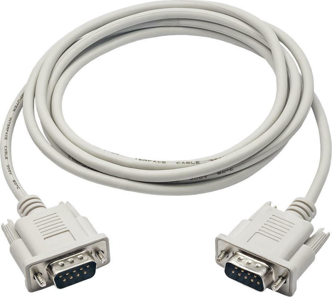 Akyga Καλώδιο RS232 9-pin male σε RS232 9-pin male 2m Λευκό