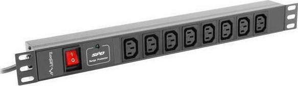 Lanberg Πολύπριζο Rack 1U PDU 8xIEC C13 Μαύρο