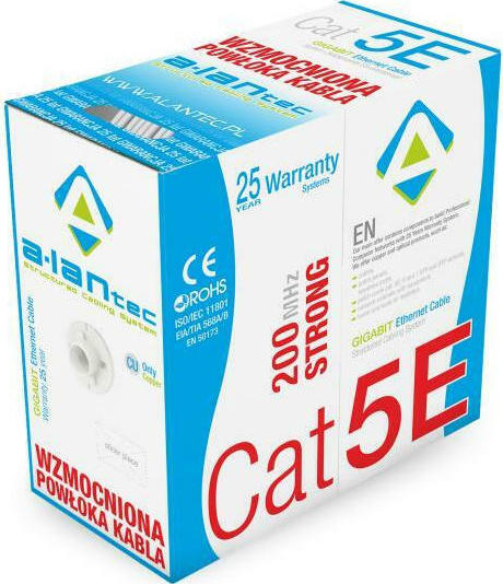 A-LAN U/UTP Cat.5e Καλώδιο Δικτύου Ethernet χωρίς ακροδέκτες 305m Γκρι 1τμχ KIU5STR305