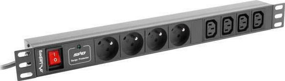 Lanberg Πολύπριζο Rack 1U 10A 8X 230V 2M Μαύρο