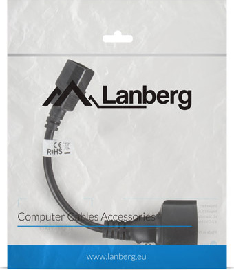 Lanberg Schuko - IEC C14 Cable 0.18m Μαύρο (CA-C14E-10CC-0018-BK) - Image 4