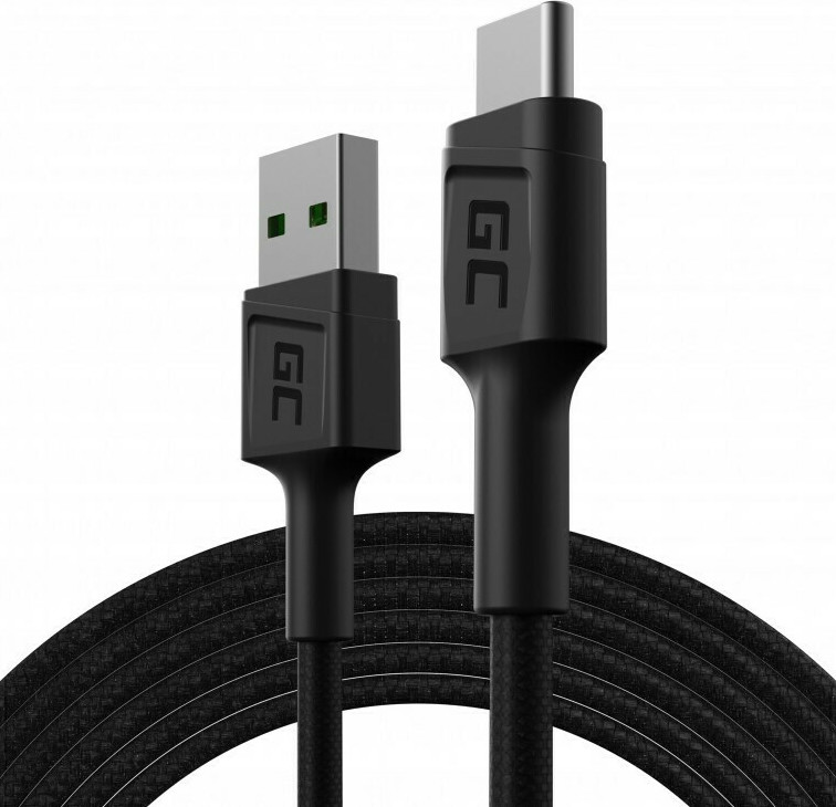 Green Cell PowerStream Braided USB 2.0 Cable USB-C male - USB-A 60W Μαύρο 2m (KABGC19)