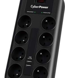 CyberPower Πολύπριζο Ασφαλείας 8 Θέσεων με 2 USB-A, Διακόπτη και Καλώδιο 1.8m