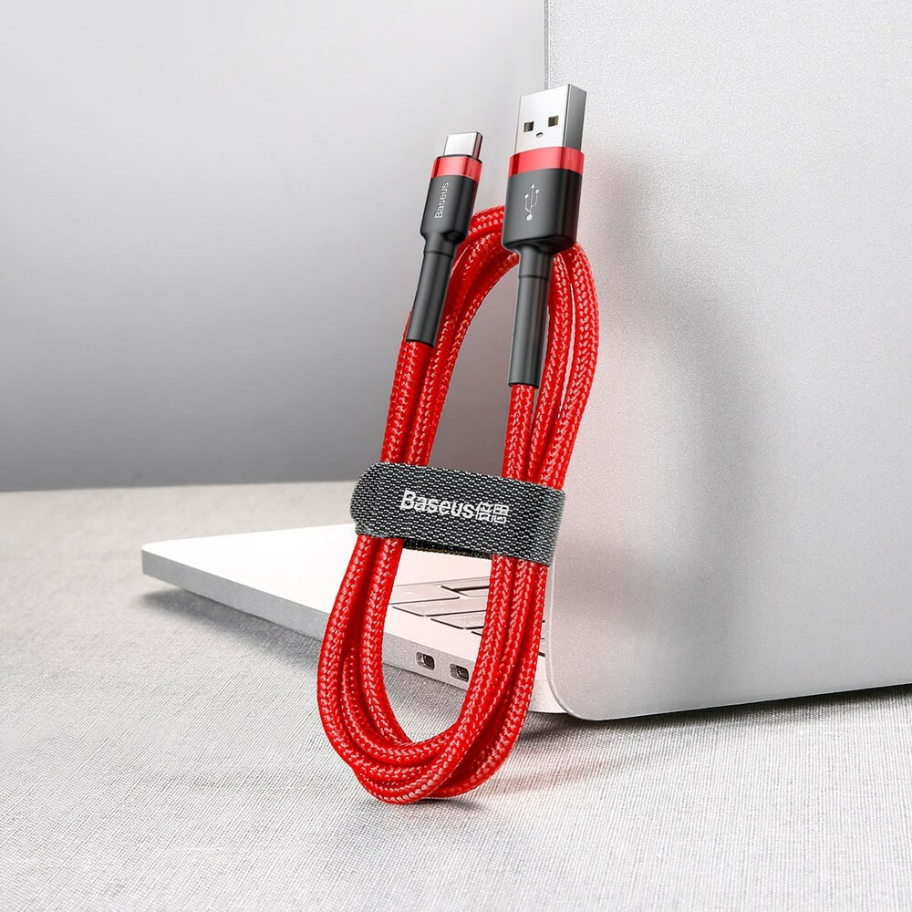 Baseus Cafule Braided USB 2.0 Cable USB-C male - USB-A Κόκκινο 0.5m (CATKLF-A09) - Image 6