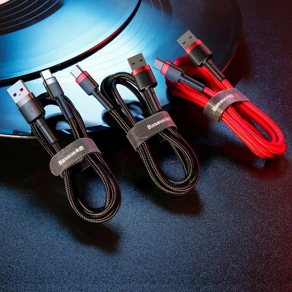 Baseus Cafule Braided USB 2.0 Cable USB-C male - USB-A Κόκκινο 0.5m (CATKLF-A09) - Image 5