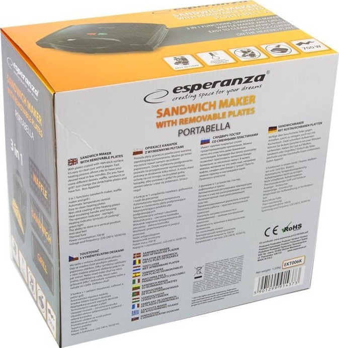 Esperanza EKT006K 700W για 2 Τοστ Μαύρη - Image 5