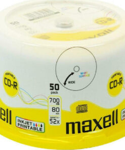 Maxell Εγγράψιμα CD-R 52x Printable 700MB Cake Box 50τμχ (CD0195)