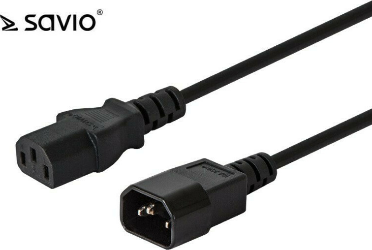 Savio power cable Schuko - IEC C14 Cable 1.2m Μαύρο (CL-99) - Image 2