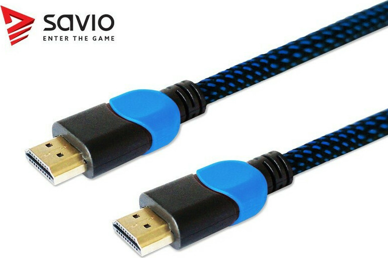 Savio HDMI 2.0 Braided HDMI male - HDMI male 3m Μαύρο (GCL-05) - Image 3