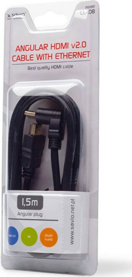Savio HDMI 2.0 Angle (90°) HDMI male - HDMI male 1.5m Μαύρο (CL-108) - Image 2