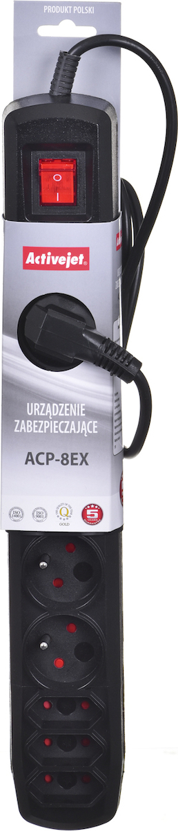 Active Jet APN-8G/1.5M-BK Πολύπριζο Ασφαλείας 8 Θέσεων με Διακόπτη και Καλώδιο 1.5m 8τμχ - Image 3