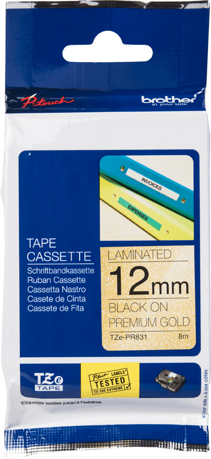 Brother TZe-PR831 Ταινία Ετικετογράφου 8m x 12mm σε Χρυσό Χρώμα - Image 3
