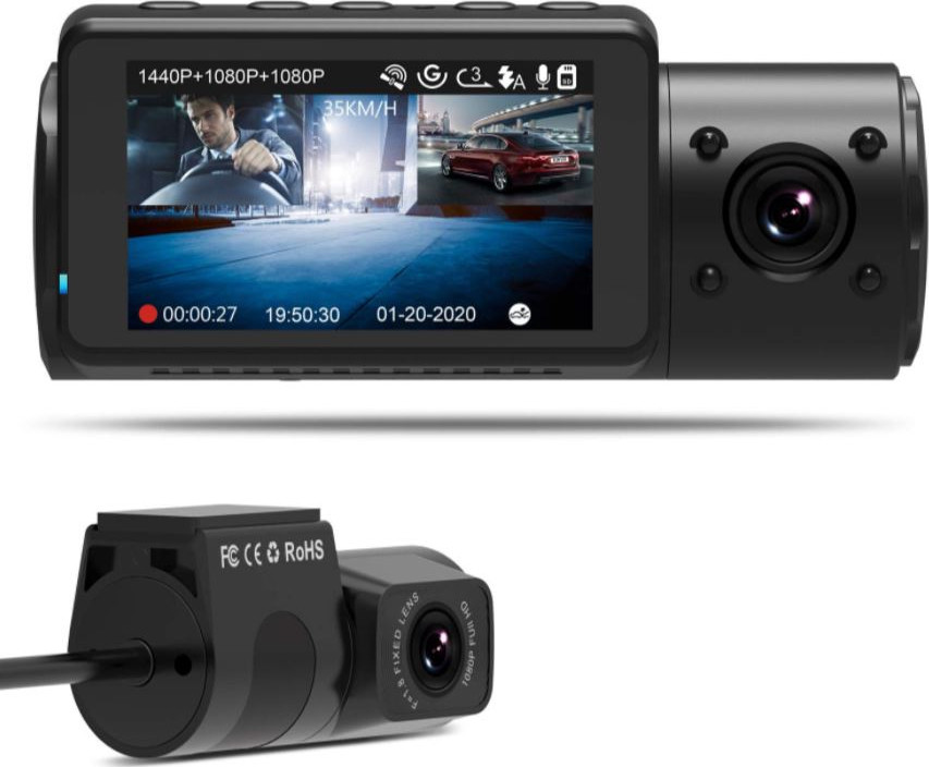 Vantrue Dashcam N4 2.5K Σετ Κάμερα DVR Αυτοκινήτου 1440P με Οθόνη 2.45" για Παρμπρίζ με Βεντούζα & Κάμερα Οπισθοπορείας - Image 2