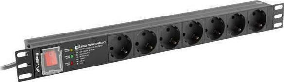 Lanberg Power Strip PDU Rack 19" (1U, 16A, 7X Shuko, 2m) Μαύρο