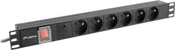 Lanberg Power Strip PDU Rack 19" (1U, 16A, 6X 230V PL, 2m) Μαύρο