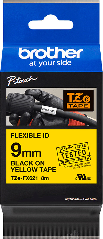 Brother TZE-FX621 Ταινία Ετικετογράφου 8m x 9mm σε Κίτρινο Χρώμα - Image 2